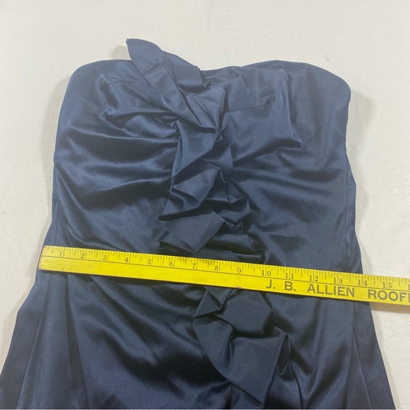 Ruby Rox Elegant Navy Strapless Dress Satin Ruffled Front Mini Dress women’s 9 - Picture 8 of 8